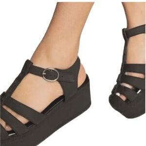 Never Worn Jeffrey Campbell Candied Black Matte Platform Sandals Size 9